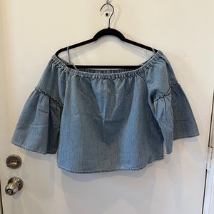 Madewell chambray off the shoulder top